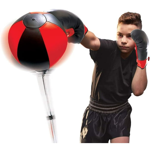 Kids Punch Bag Ball Boxing Training Gloves Mitts Kit Free Standing Fitness Fun